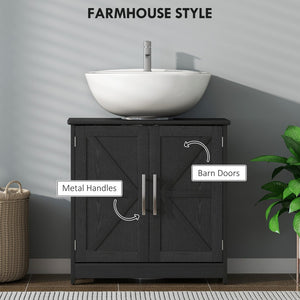 English Elm Bathroom Under Sink Cabinet Dark Green Mdf with Double Doors and Adjustable Shelf T3971P401673