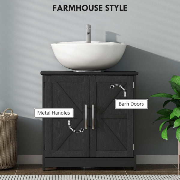 English Elm Bathroom Under Sink Cabinet Dark Green Mdf with Double Doors and Adjustable Shelf T3971P401673