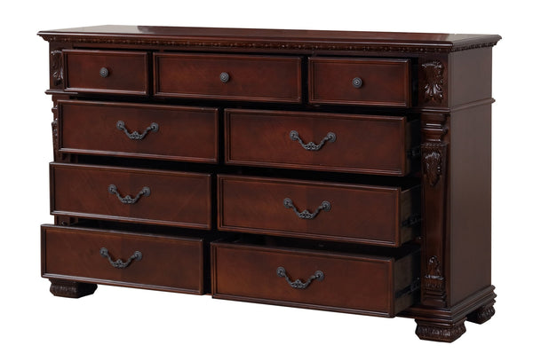 English Elm Lyndon 9-Drawer Dresser with Felt-Lined Top Drawers, Smooth Ball-Bearing Slides, Durable Wood Finish Cherry 69 L x 22 W x 41 H B078P301018