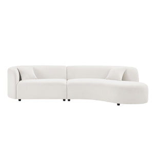 English Elm Luxury Modern Curved Boucle Sofa with Chaise Right-Facing 2-Piece Sectional White, No Assembly, Plush Comfort W876S00299