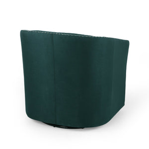 English Elm Christopher Knight Home® - SWIVEL Club Chair in Linen with Double Nailhead Trim, Cozy Tub Design, Iron Legs, No Assembly Required Green 68404.00GRN