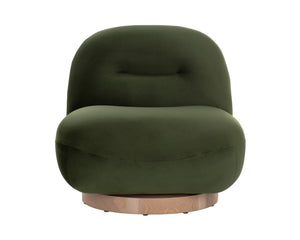 Sunpan Franze Swivel Lounge Chair - Stylish Comfort with Durable Performance Fabric and Blonde Ash Base Moss Green