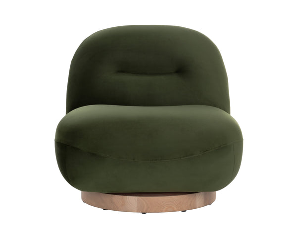 Sunpan Franze Swivel Lounge Chair - Stylish Comfort with Durable Performance Fabric and Blonde Ash Base Moss Green