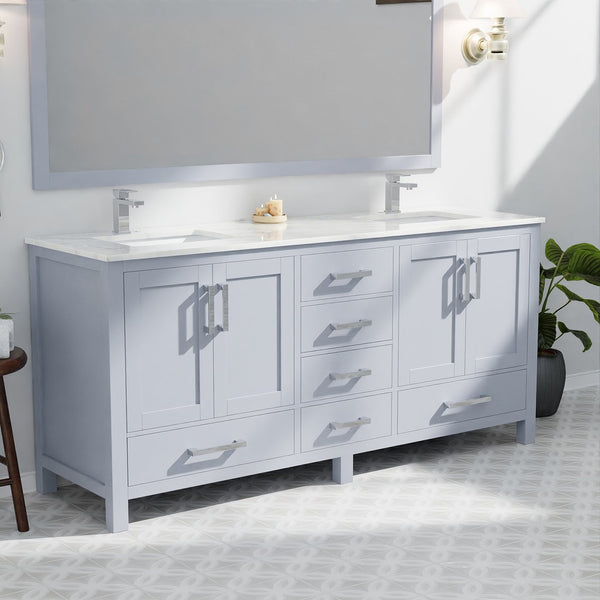 English Elm Dark Grey Double Bath Vanity Set With 72" Width, 28" Mirror & Ample Storage For Modern Spaces B2731S00519