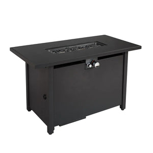 English Elm 42" 42" Smoked Glass Metal Rectangle Fire Pit Black - 50,000 BTU Propane, Stainless Steel Bowl, Lava Rocks Compatible B120P230244