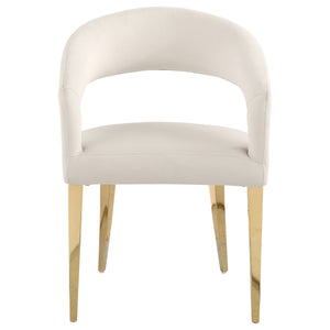 English Elm Rendina Velvet Upholstered Dining Armchair Set of 2 – Curved Open-Back Comfort with Luxe Foam Seating and Metal Frame Cream B062P299827