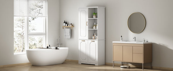 English Elm [video] Freestanding 68 Inch Tall Storage Cabinet with Tilt Out Hampers and Soft Close Door White N759S427900K