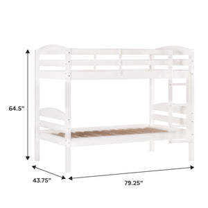English Elm Walker Edison - Transitional Solid Pine Twin-Over-Twin Bunk Bed Frame with Safety Rails, Ladder & Slat Support White 81 L x 14.76 W x 9.84 H B185P326695