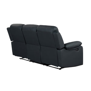 English Elm Blanche Manual Reclining Sofa with Led Accent Lighting for Modern Media Rooms Black B201P412036