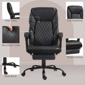 English Elm Homcom Ergonomic Executive Office Chair With Footrest, Big & Tall Design, Adjustable Recliner, Black W2225P250021