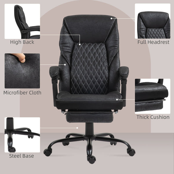 English Elm Homcom Ergonomic Executive Office Chair With Footrest, Big & Tall Design, Adjustable Recliner, Black W2225P250021