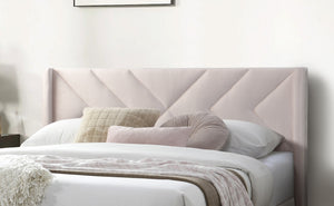 English Elm Elegant Velvet Upholstered Queen Bed with Geometric Stitched Headboard, Platform Design, 12" Height Light Pink 66 L x 23 W x 9 H B011P238935