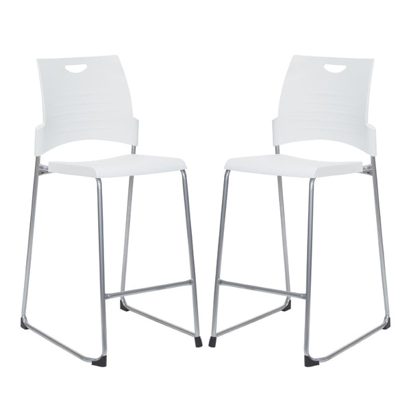 OSP Home Furnishings Tall Stackable Counter Stool with Steel Frame and Contoured Plastic Seat for Breakrooms Withe DC8309C2-11