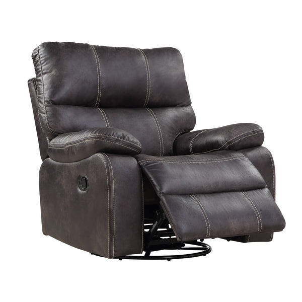 English Elm Wallace & Bay - Gray Gray Swivel Gliding Recliner with Rustic Contemporary Dark Graphite Fabric, Easy-Care Comfort, 40"W B361P384418