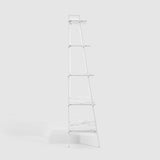 72" Metal & Wood Ladder Shelf White Calacatta Marble, White Metal BS72ARLDWCM Walker Edison