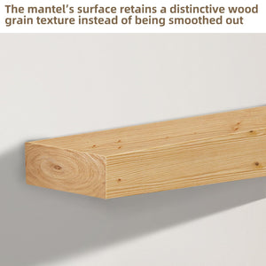 English Elm Fireplace Mantel 48" Solid Pine Floating Shelf - Handcrafted Rustic Wood Display For Home Décor T3210P391506