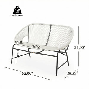 English Elm Condessa Outdoor Pe Rattan Loveseat Iron Frame Weather Resistant Patio Seating White N775P423051W