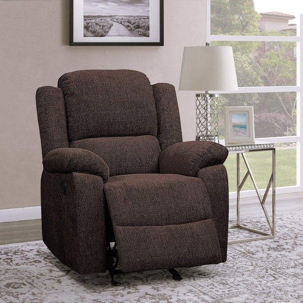 English Elm Brown Plush Pillow-Top Arms Glider Recliner with Pocket Coil Comfort, Tailored Cushions & Chenille Luxury - Reclining Motion Seat for Living Room Relaxation, 39.5"H x 36.5"W x 40.5"D B062P184512