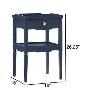 English Elm Foley Midnight Blue 1-Drawer Nightstand with Gold Pull, Tapered Legs, Lower Shelf & Smooth Glides B050P376967