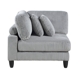 English Elm 5pc Modular Sectional Sofa Set in Corduroy Upholstery with Ottoman & Accent Pillows, Modern Luxe Gray 40 L x 40 W x 13.5 H B011S01560
