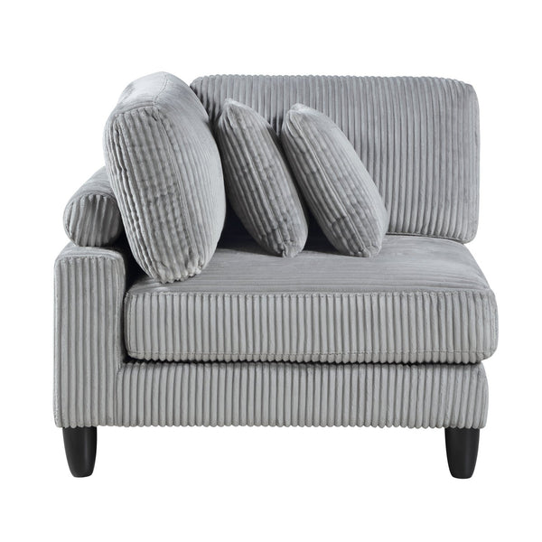 English Elm 5pc Modular Sectional Sofa Set in Corduroy Upholstery with Ottoman & Accent Pillows, Modern Luxe Gray 40 L x 40 W x 13.5 H B011S01560