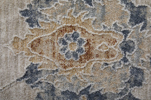 Feizy Rugs Pasha Vibrant Floral Distressed Rug – Soft, Stain-resistant Polyester For Eclectic Home Styling Taupe,Ivory,Blue Polyester Pas39m9fbgeblue70