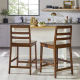 Solid Wood Ladder Back Counter Stool - Set of 2 Walnut ERKD7DWTVS Walker Edison