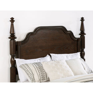 English Elm Dark Oak Four Poster Bed Serpentine Headboard Old World Style California King B062S01813