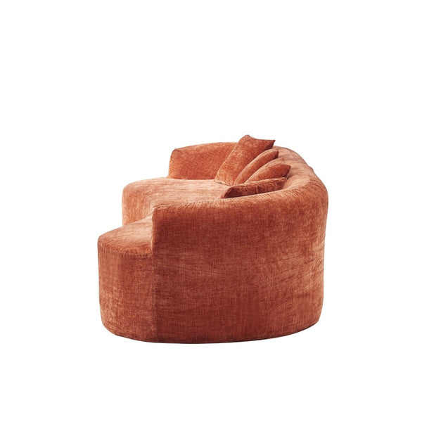 English Elm 111" L Shaped Cloud Sofa Plush Chenille Upholstered High Density Foam Apartment Living Room Orange W1669S00054