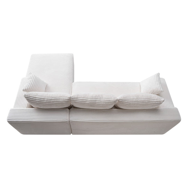 English Elm 94.5" Jumbo Corduroy Cloud Sectional Deep Seat L-shape Couch for Living Room W5515P495043