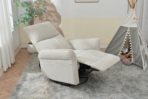 English Elm 360° Swivel Rocker Recliner Chair with Pull-Ring Recline, 360° Swivel, Rocking Comfort for Living Spaces Gray W1028S00049