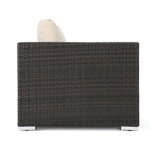 English Elm Christopher Knight Home® - SANTA SANTA ROSA Left Armchair in Grey Rattan with Aluminum Frame — Weatherproof, Modern Comfort Multi 65057.00ALUMBRN