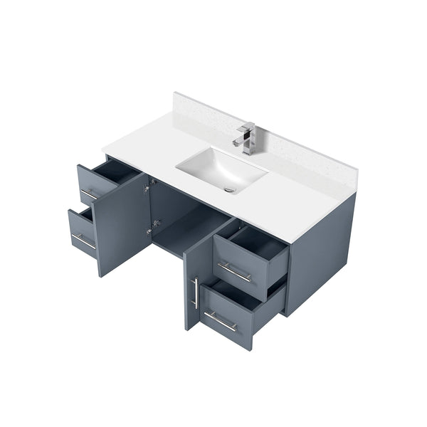 English Elm Dark Grey 48 in Bath Vanity with White Quartz Top, Soft-Close Drawers & Chrome Faucet Set - Spacious Durable B2731P258642