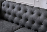 English Elm Classic Chesterfield Sofa Loveseat For Living Room Grey Faux Leather