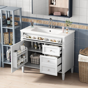 English Elm 36'' Modern Bathroom Vanity With Storage, Elegant Resin Sink, 2 Drawers & Tip-Out Drawer Design N710S136004K