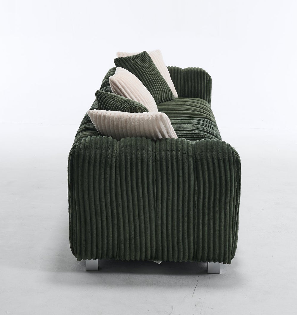 English Elm 114-Inch Vintage Corduroy Sofa - Extra-Large 3-Seater With Cloud-Like Cushions & Solid Wood Frame W2795S00028