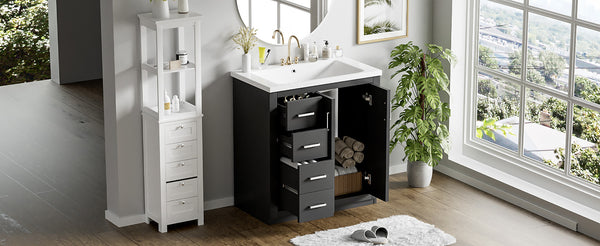 English Elm 30'' Elegant Bathroom Vanity Combo With Ceramic Sink, Storage Cabinet, 3 Drawers & Soft-Close Doors N710P191970B