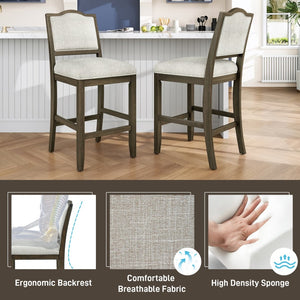 English Elm Counter Height Rubberwood Barstools Set of 2 Upholstered Seats for Kitchen Island Brown N752P377070D