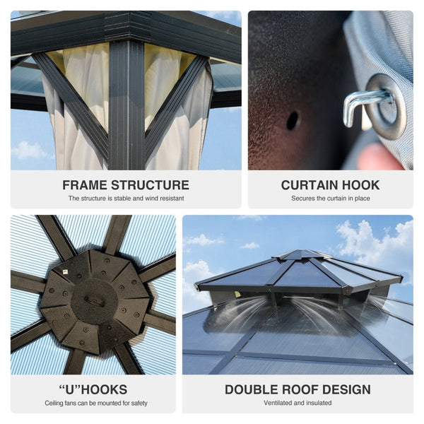 English Elm Outdoor Grill Gazebo 8X8Ft - Stylish Hardtop Bbq Shelter With Uv Protection & Storage Hooks For Patio W765P269610-GIGA