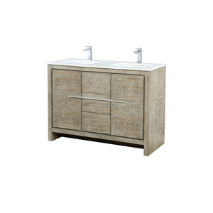 English Elm Rustic Acacia Double Vanity Set With Cultured Marble Top, Chrome Faucet, And Elegant 43" Mirror B2731S01709-GIGA