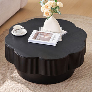English Elm 31.50"modern Blossom Coffee Table Wood Veneer Iron Base Storage Living Room W757P350935