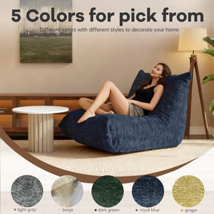 English Elm Ftmmc-lanse Chenille Bean Bag Chair Full Body Support for Reading and Media Rooms Blue W3737P458675