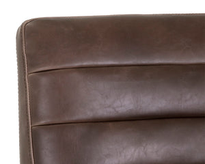 Sunpan Spyros Modern Barstool with Channel Tufting and Sleek Black Powder-Coated Steel Frame for Stylish Spaces Havana Dark Brown