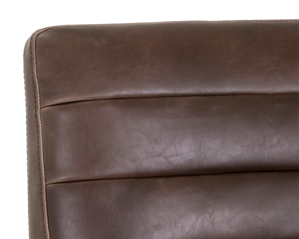 Sunpan Spyros Modern Barstool with Channel Tufting and Sleek Black Powder-Coated Steel Frame for Stylish Spaces Havana Dark Brown