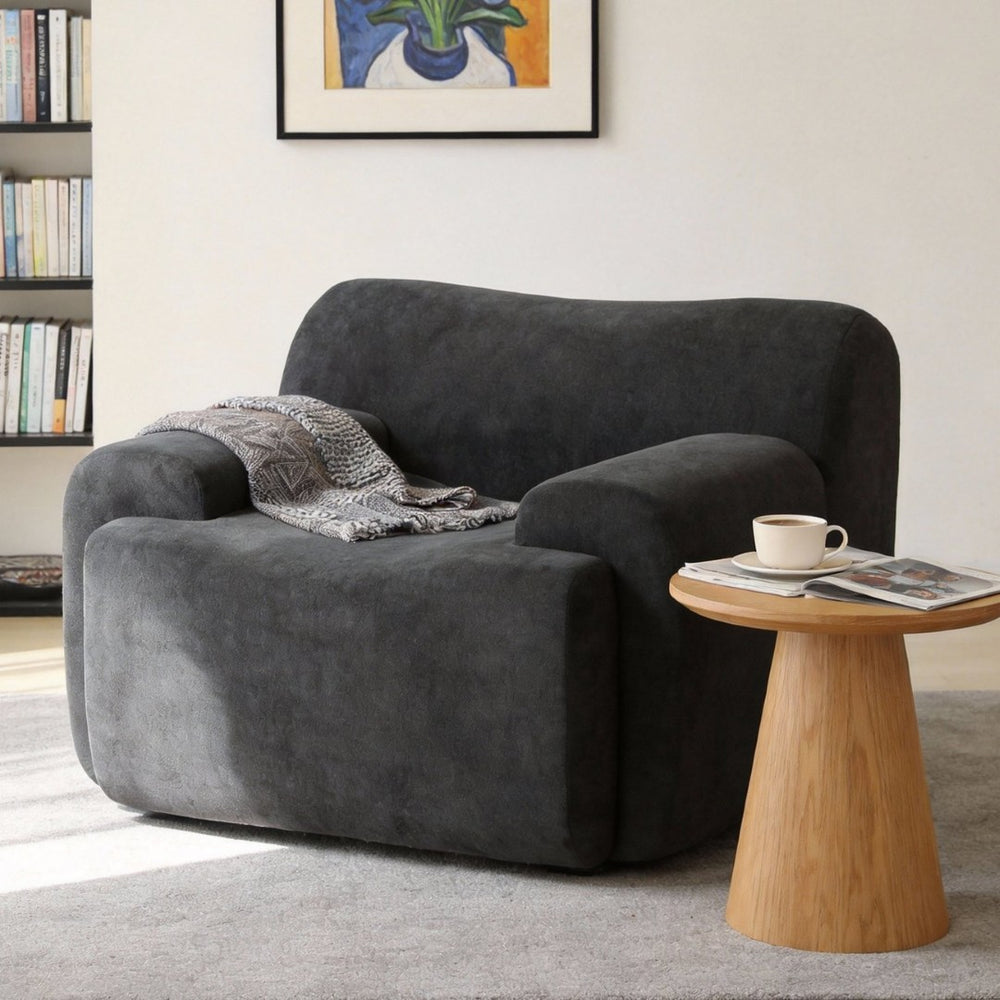English Elm Wide Chenille Accent Chair Oversized Cozy Seat for Bedroom Living or Studio Spaces Black W5385P433243