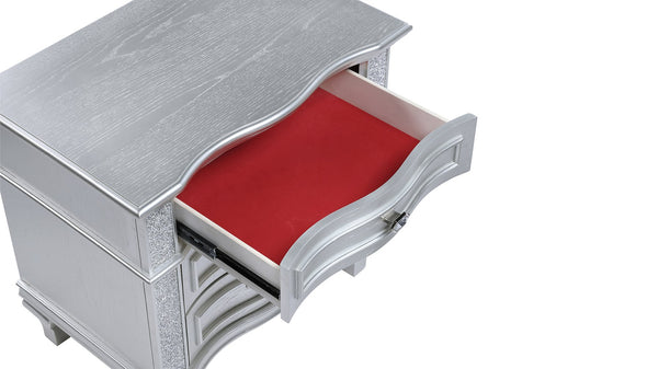 English Elm Mystic Queen 5Pc Bedroom Set With Upholstered Led Headboard & Crystal Accents For Glamorous Style B009S01659