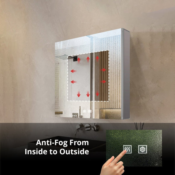 English Elm Corsica Aluminum Led Medicine Cabinet with Defogger and Soft Close Mirror Door B2731P477796