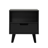 Modern Black Nightstand With Drawer & Cubby | Stylish, Spacious, Easy Assembly