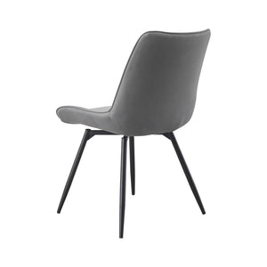 English Elm Set Of 2 Swivel Side Chairs - Grey Leatherette Upholstered Retro-Modern Dining Room Seating B016P369806-GIGA