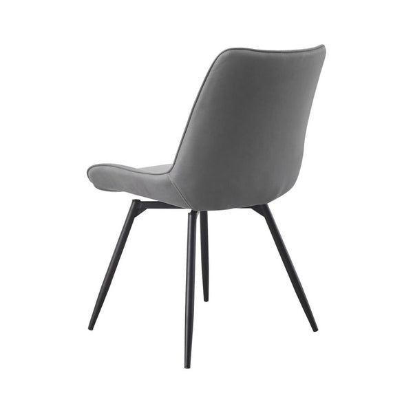 English Elm Set Of 2 Swivel Side Chairs - Grey Leatherette Upholstered Retro-Modern Dining Room Seating B016P369806-GIGA